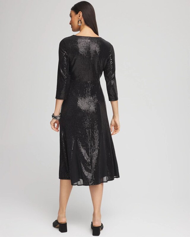 Surplice Sequin Midi Dress - image 3